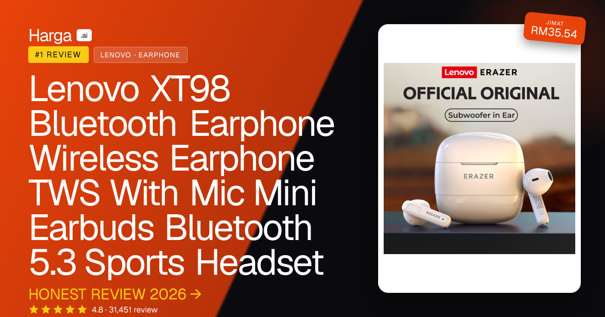 Lenovo XT98 Bluetooth Earphone Wireless Earphone TWS With Mic Mini Earbuds Bluetooth 5.3 Sports Headset review