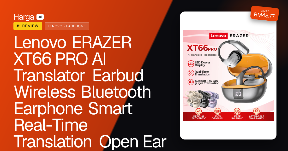 Lenovo ERAZER XT66 PRO AI Translator Earbud Wireless Bluetooth Earphone Smart Real-Time Translation Open Ear Earphone With LED Dispaly Sport Headset With Mic IPX5 Waterproof Bluetooth 5.4 review