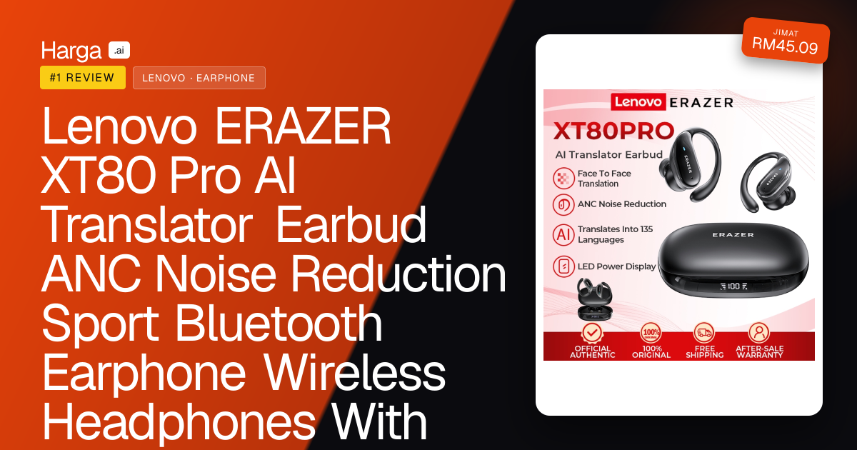 Lenovo ERAZER XT80 Pro AI Translator Earbud ANC Noise Reduction Sport Bluetooth Earphone Wireless Headphones With Mic IPX5 Waterproof HiFi Stereo Wireless Earbuds With LED Display review