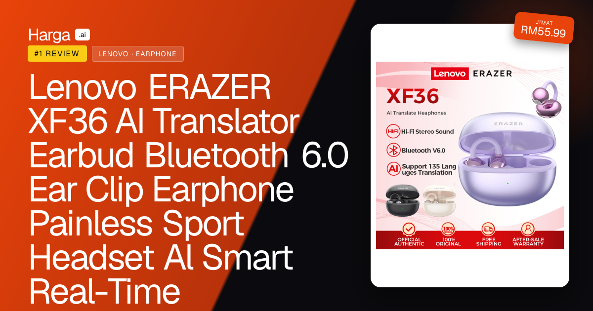 Lenovo ERAZER XF36 AI Translator Earbud Bluetooth 6.0 Ear Clip Earphone Painless Sport Headset Al Smart Real-Time Translation Bluetooth Earphone IPX7 Waterproof HiFi Stereo Bone Conduction Headphones review