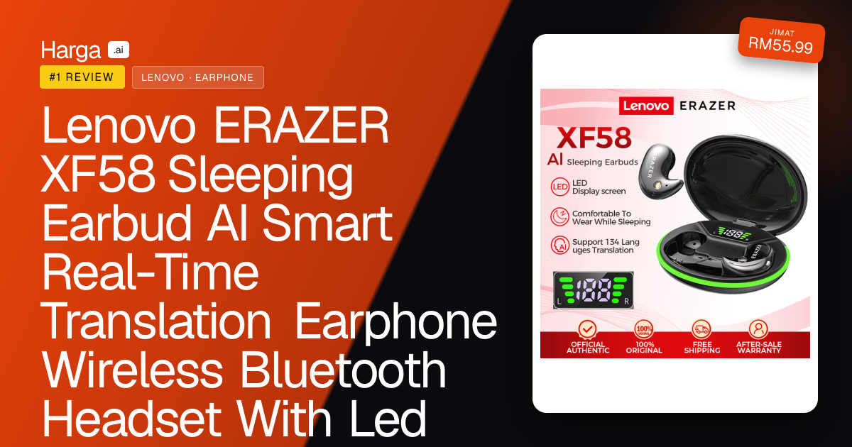 Lenovo ERAZER XF58 Sleeping Earbud AI Smart Real-Time Translation Earphone Wireless Bluetooth Headset With Led Display Hi-fi Stereo Sound Earphones review
