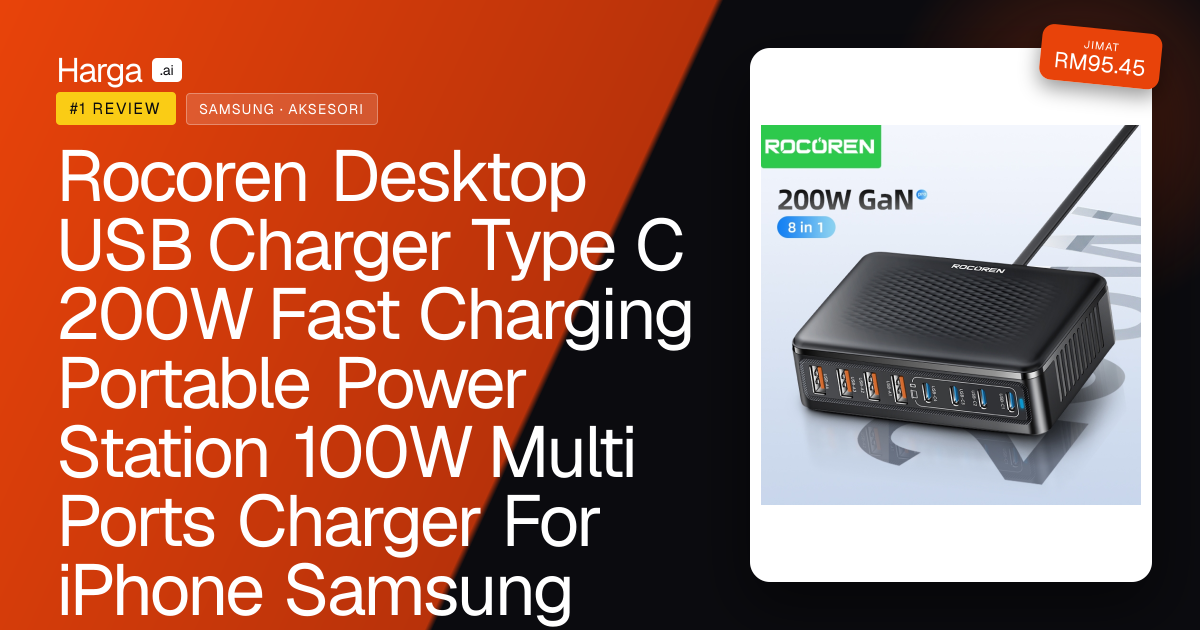 Rocoren Desktop USB Charger Type C 200W Fast Charging Portable Power Station 100W Multi Ports Charger For iPhone Samsung review