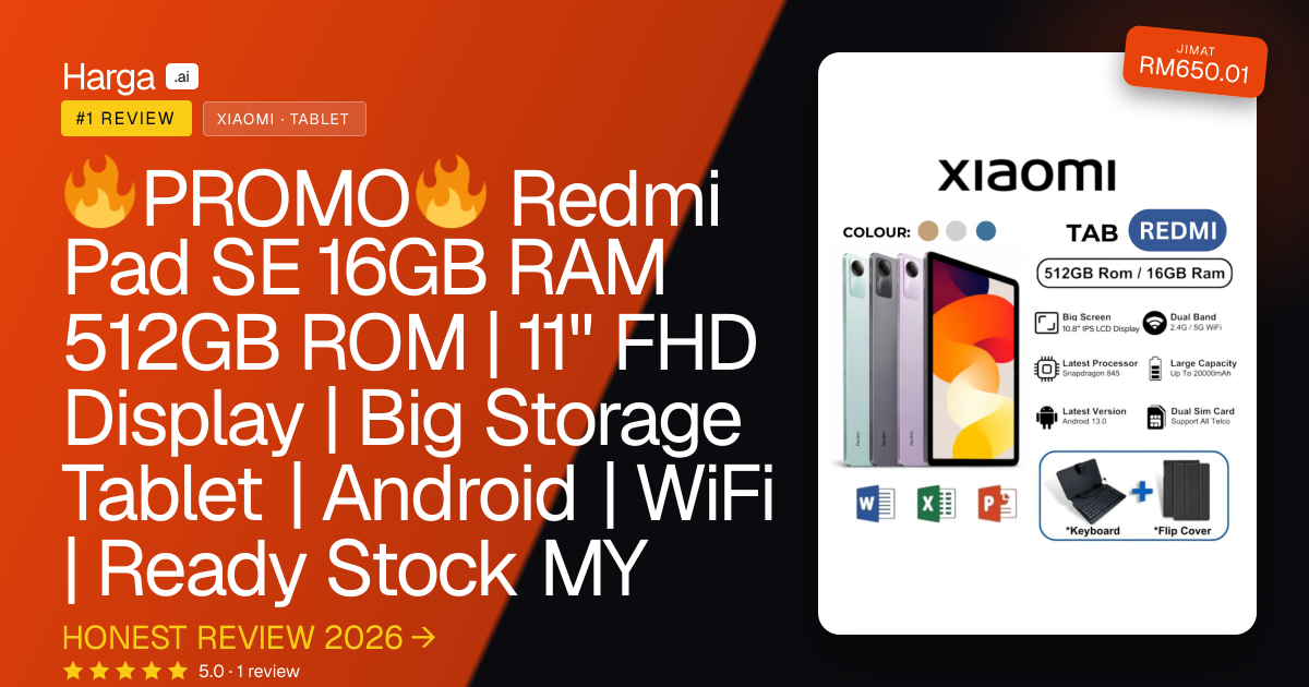 🔥PROMO🔥 Redmi Pad SE 16GB RAM 512GB ROM | 11" FHD Display | Big Storage Tablet | Android | WiFi | Ready Stock MY review