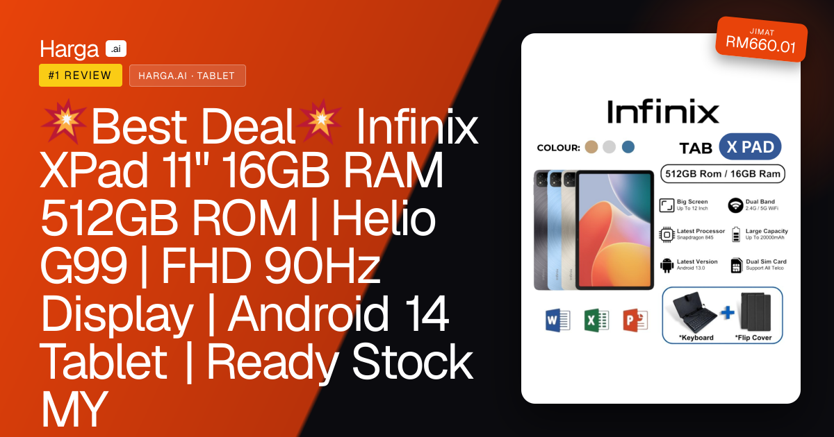 💥Best Deal💥 Infinix XPad 11" 16GB RAM 512GB ROM | Helio G99 | FHD 90Hz Display | Android 14 Tablet | Ready Stock MY review