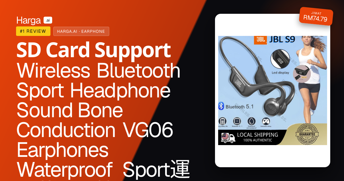 𝗦𝗗 𝗖𝗮𝗿𝗱 𝗦𝘂𝗽𝗽𝗼𝗿𝘁 Wireless Bluetooth Sport Headphone Sound Bone Conduction VG06 Earphones Waterproof Sport運動藍牙耳機 review