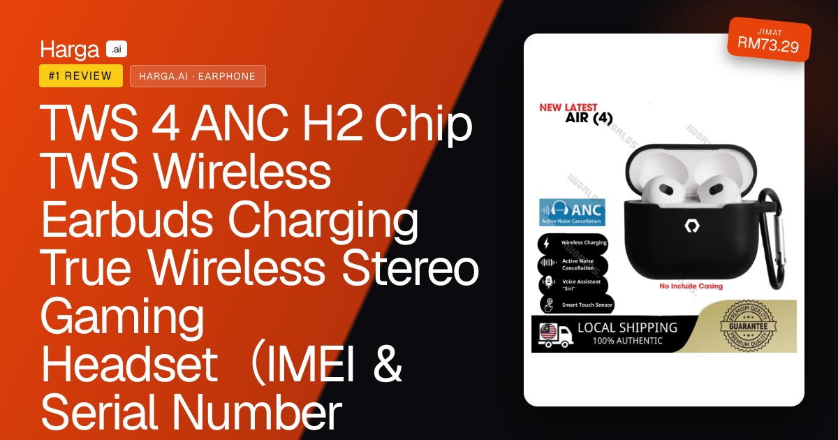 TWS 4 ANC H2 Chip TWS Wireless Earbuds Charging True Wireless Stereo Gaming Headset（IMEI & Serial Number Detectable) review
