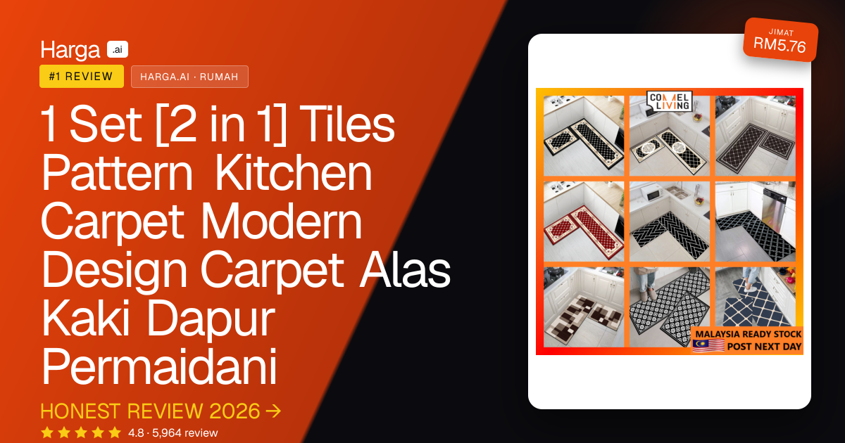 1 Set [2 in 1] Tiles Pattern Kitchen Carpet Modern Design Carpet Alas Kaki Dapur Permaidani review