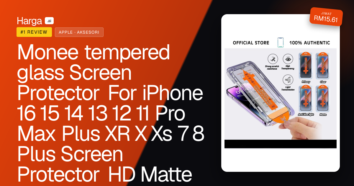 Monee tempered glass Screen Protector For iPhone 16 15 14 13 12 11 Pro Max Plus XR X Xs 7 8 Plus Screen Protector HD Matte Privacy tempered glass With Auto Alignment Easy Install review